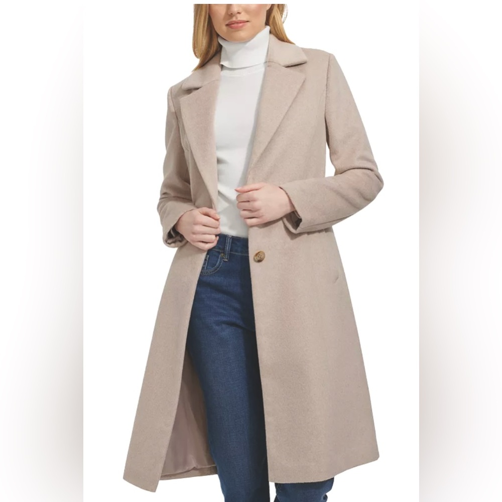 Cole Haan Notch Lapel Slick Wool Coat (New With Tags)